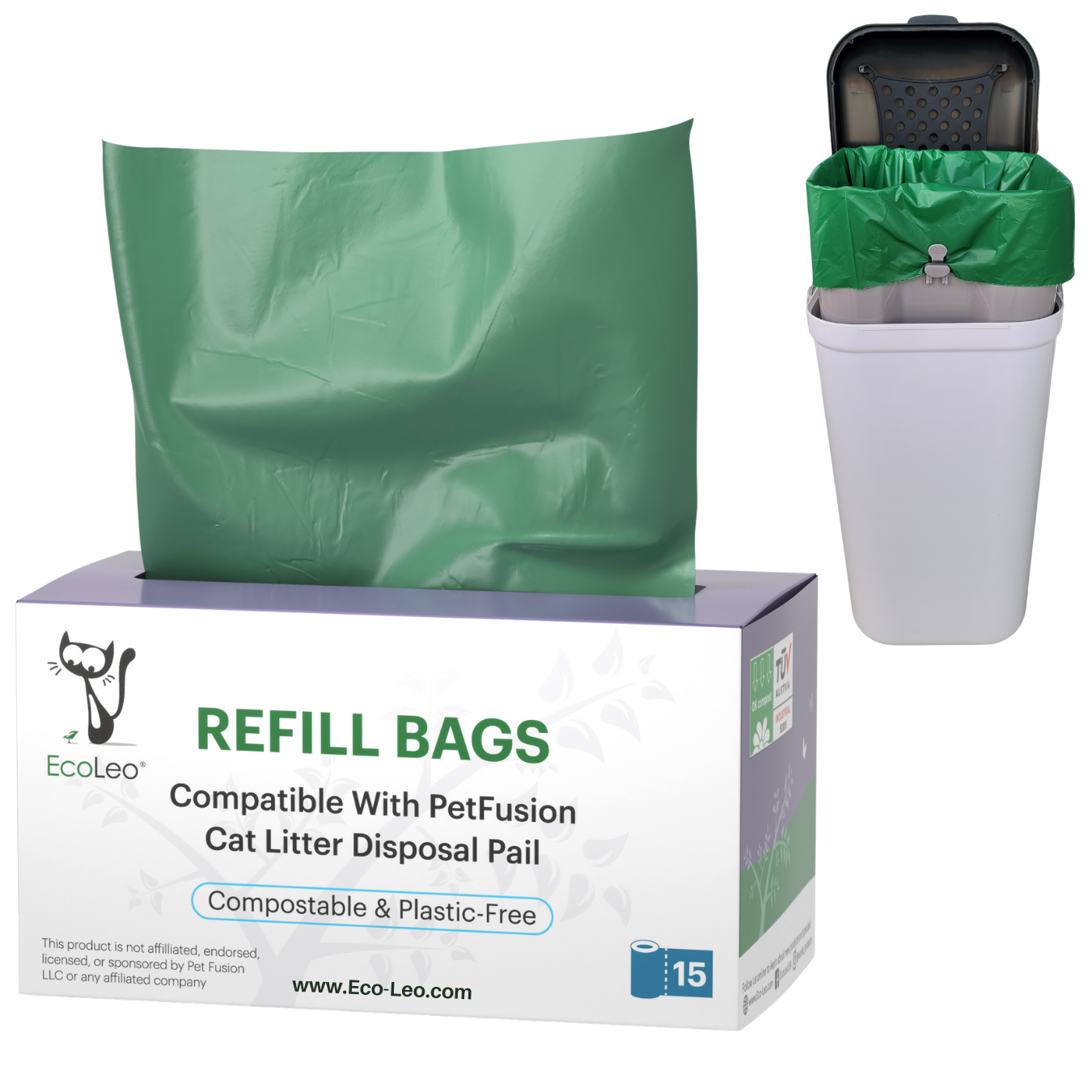 PetFusion Compatible Refill Pet Waste Disposal Pail Liners EcoLeo
