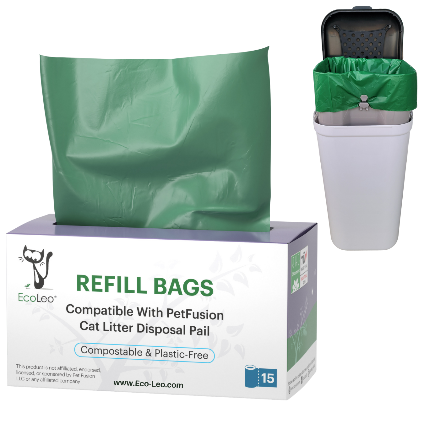PetFusion Pet Waste Litter Disposal Pail Compatible Liners